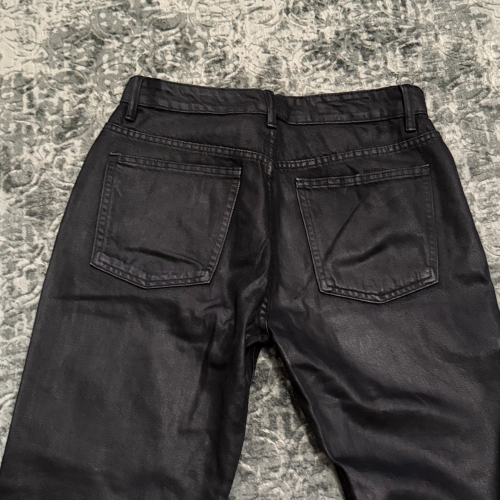 Zara Black Bootcut Coated Jeans - Picture 3 of 3